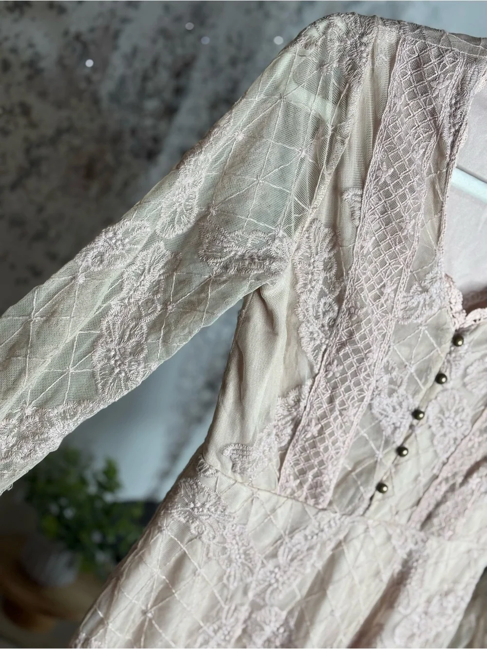 Altar’d State Lace Dress in blush color